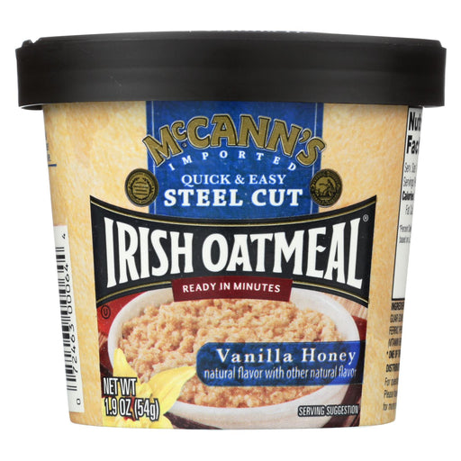 Mccann's Irish Oatmeal Instant Oatmeal Cup - Vanilla Honey - Case Of 12 - 1.9 Oz