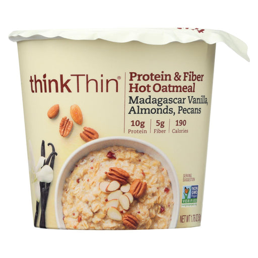 Think! Thin Protein & Fiber Hot Oatmeal -vanilla - Almonds - Pecan - Case Of 6 - 1.76 Oz