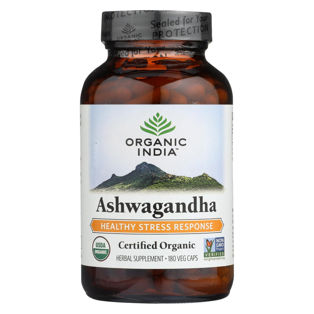 Organic India Ashwagandha Capsules - Bottle - 180 Vege Capsules