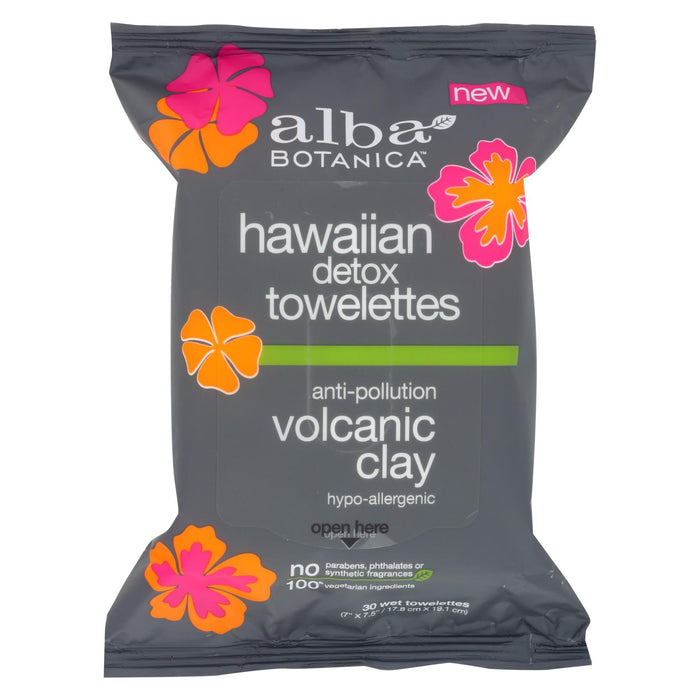 Alba Botanica Hawaiian Towelettes - Detox - Case Of 3 - 30 Count