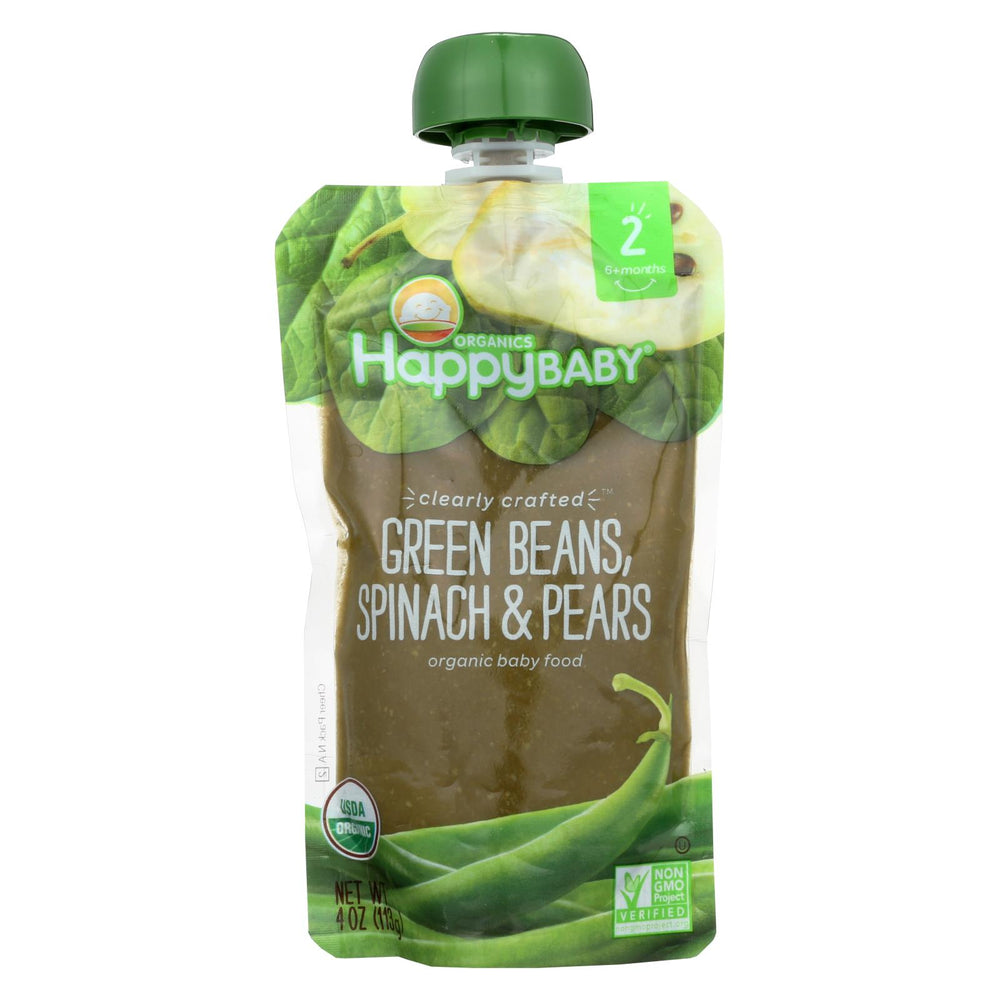 Happy Baby Organic Stage 2 Baby Food - Banana - Spinach - Pears - Case Of 16 - 4 Oz