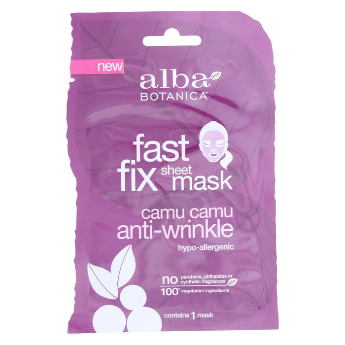 Alba Botanica Fast Fix Sheet Mask - Camu Camu Anti-wrinkle - Case Of 8 - 1 Count