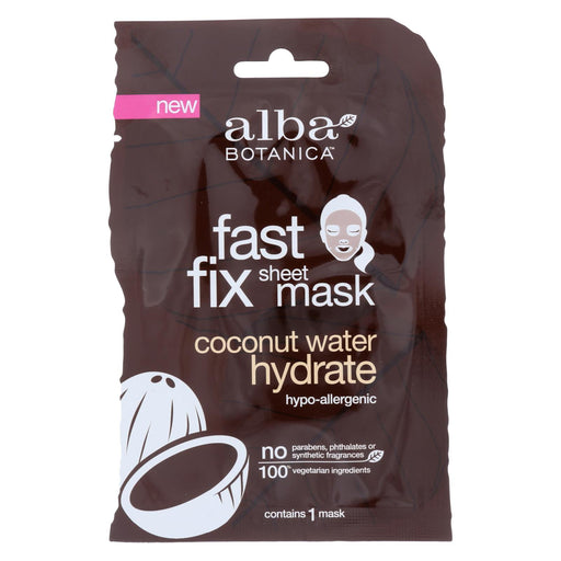 Alba Botanica Fast Fix Sheet Mask - Coconut Water Hydrate - Case Of 8 - 1 Count