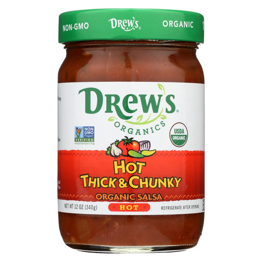 Drew's Organics Hot Thick And Chunky Salsa - 12 Oz. - Case Of 6