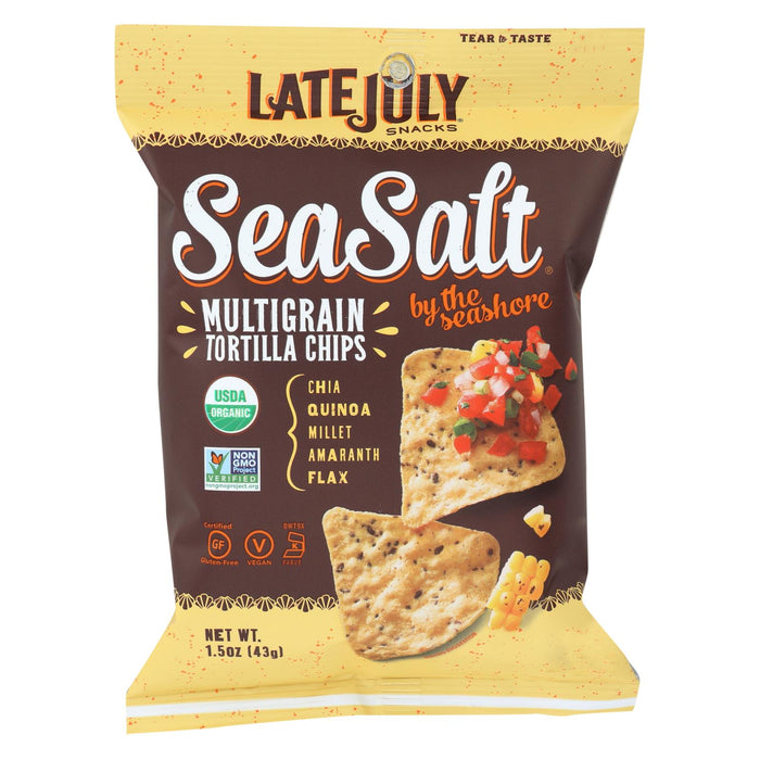 Late July Snacks Tortilla Chips - Sea Salt By The Seashore - Case Of 24 - 1.5 Oz.
