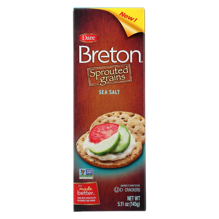 Breton-dare Sprouted Grain Crackers - Sea Salt - Case Of 6 - 5.11 Oz.
