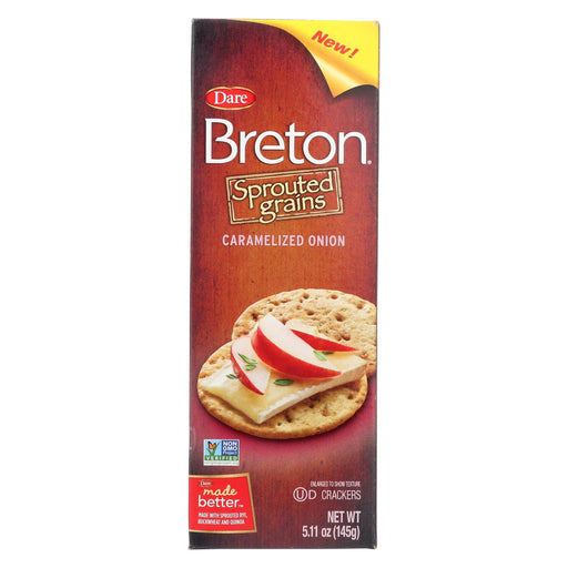 Breton-dare Sprouted Grain Crackers - Caramelized Onion - Case Of 6 - 5.11 Oz.