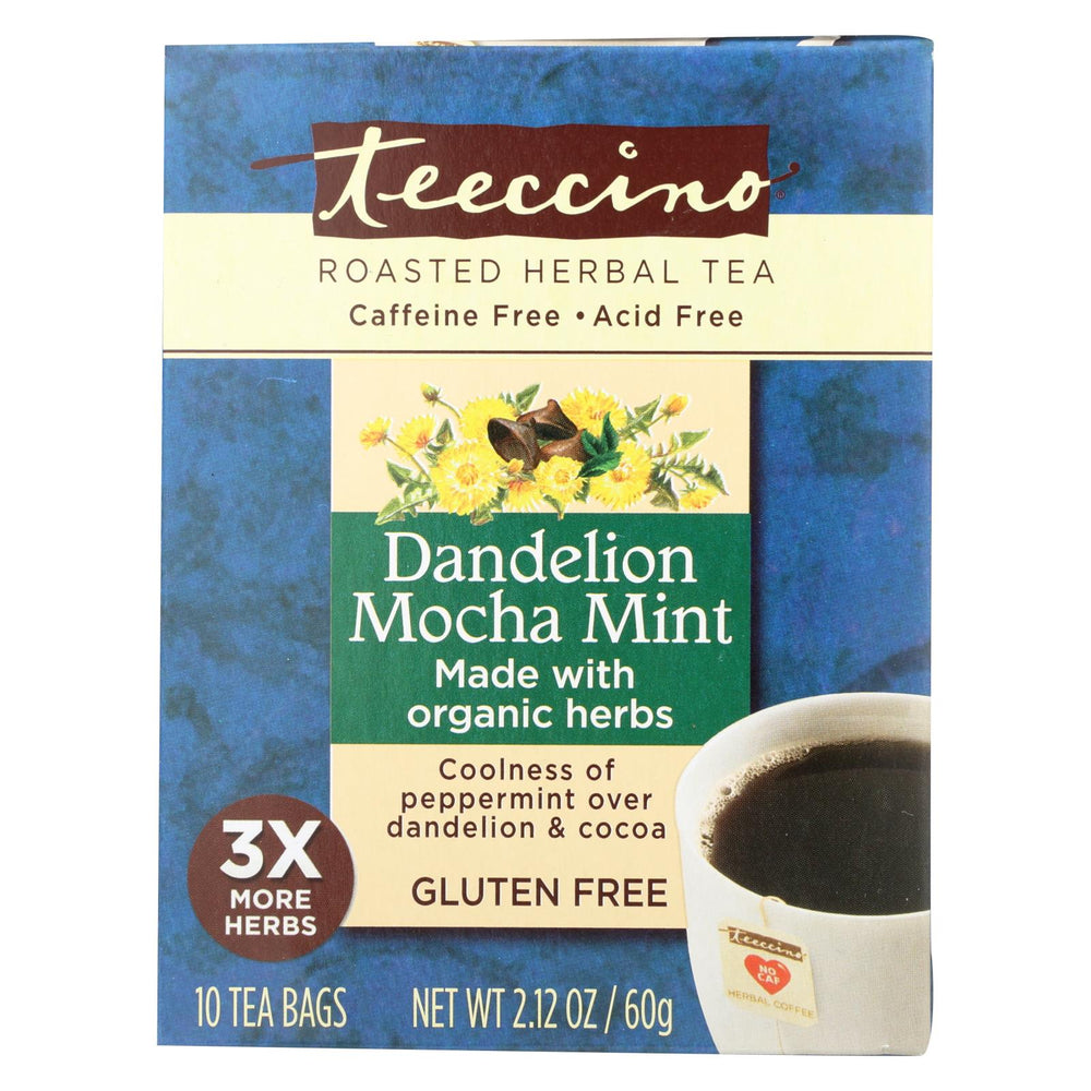 Teeccino Chicory Herbal Tea - Dandelion Mocha Mint - Case Of 6 - 10 Bag
