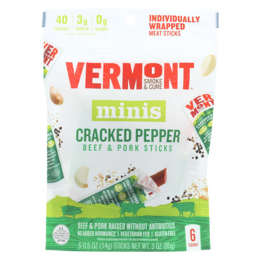 Vermont Smoke And Cure Beef & Pork Stick - Cracked Pepper - Case Of 8 - 6-.5 Oz