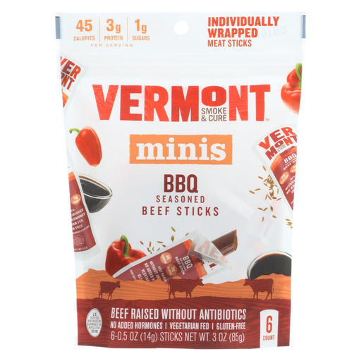 Vermont Smoke And Cure Beef Stick - Bbq - Case Of 8 - 6-.5 Oz