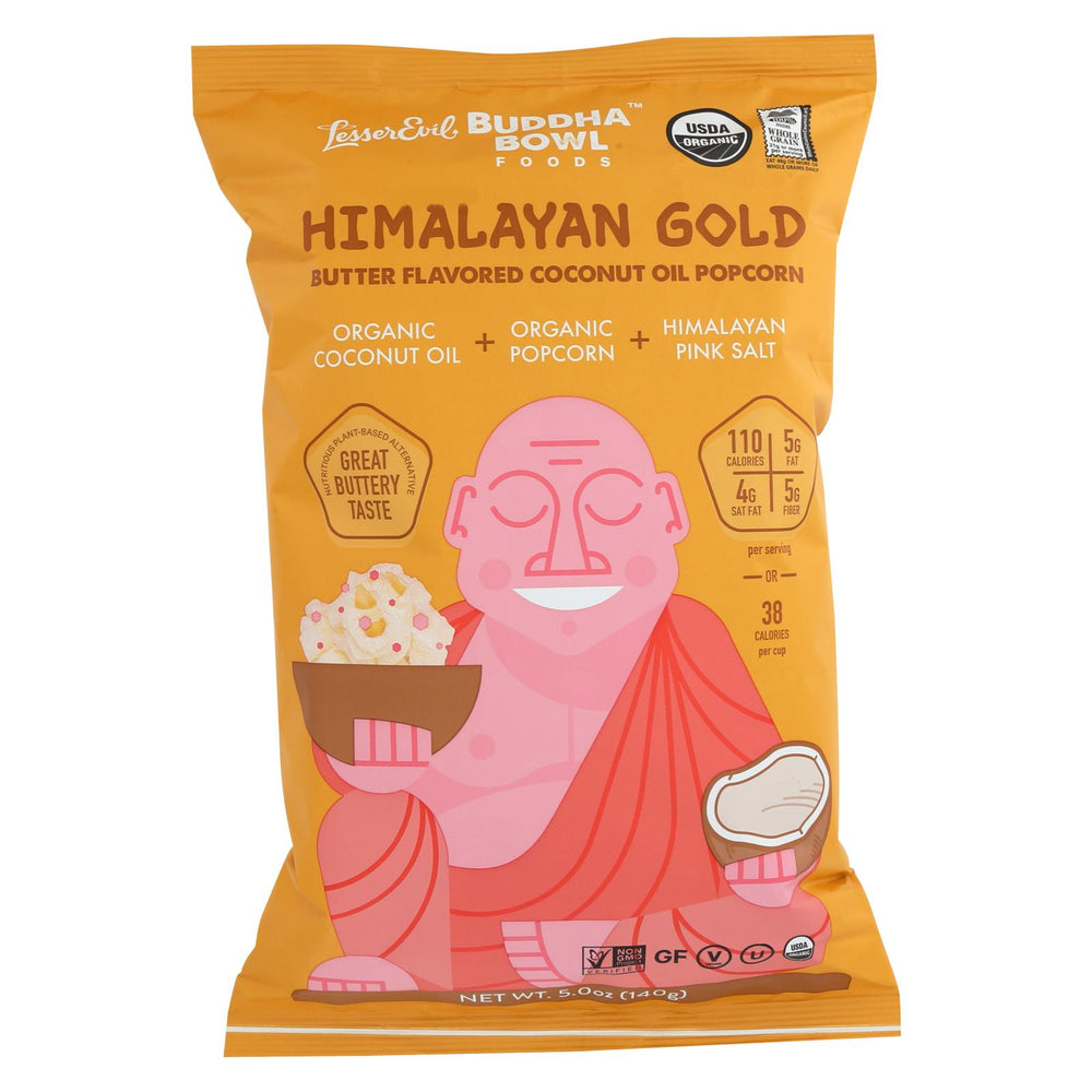Lesser Evil Organic Buddha Bowl Popcorn - Himalayan Gold - Case Of 12 - 5 Oz