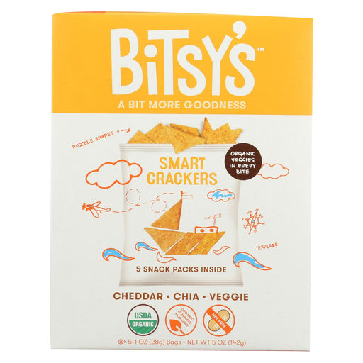 Bitsys Brainfood Crackers - Cheddar Chia Veggie - Case Of 6 - 5-1 Oz.
