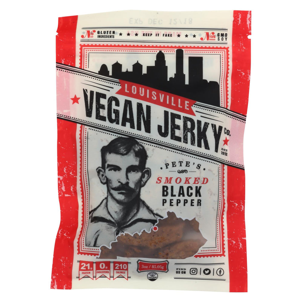 Louisville Vegan Jerky Jerky - Vegan - Black Pepper - Case Of 10 - 3 Oz