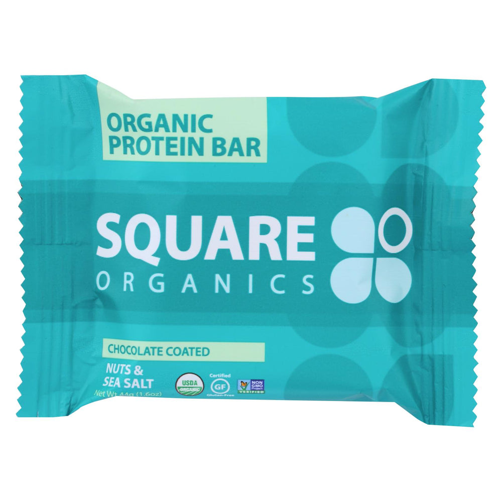 Square Organics Organic Protein Bar - Chocolate Coated Nuts & Sea Salt - Case Of 12 - 1.6 Oz