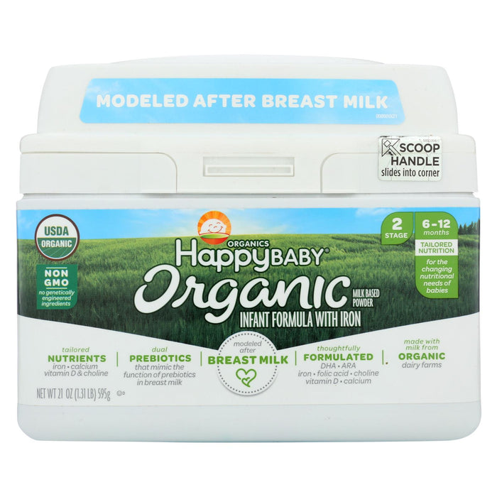 Happy Baby Organic Infant Milk Based Formula Powder - With Iron - Case Of 4 - 21 Oz