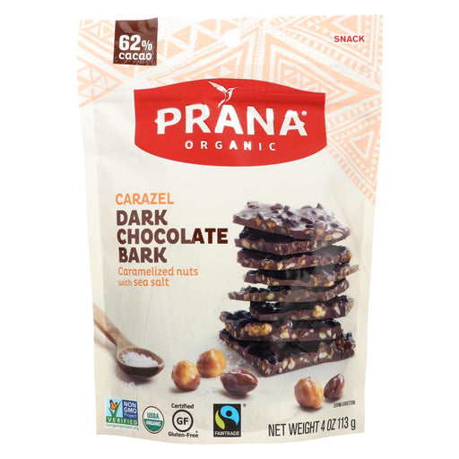 Prana Organics Organic 62% Chocolate Bark - Caramelized Nuts - Case Of 8 - 4 Oz