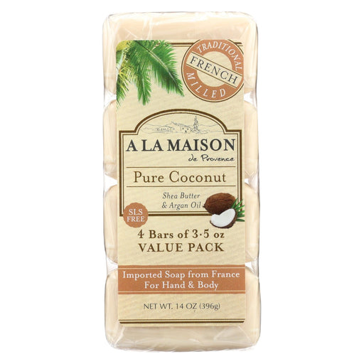 A La Maison Bar Soap - Pure Coconut - 4-3.5 Oz