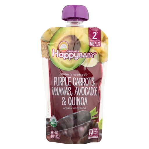 Happy Baby Organic Baby Food - Purple Carrots - Banana - Case Of 16 - 4 Oz