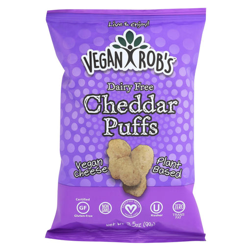 Vegan Rob's Dairy Free Puffs - Cheddar - Case Of 12 - 3.5 Oz