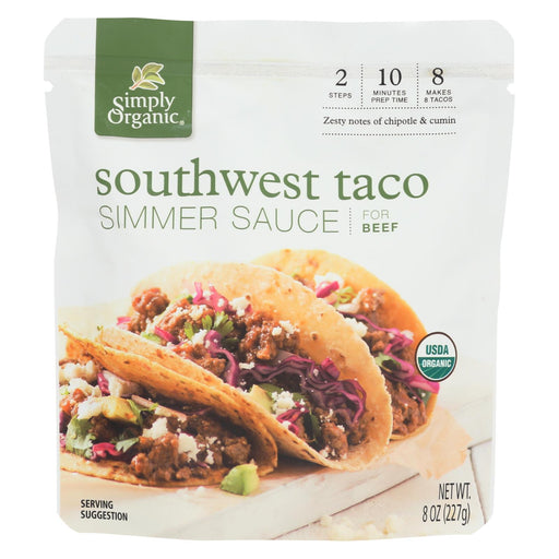 Simply Organic Simmer Sauce - Organic - Southwest Taco - Case Of 6 - 8 Oz