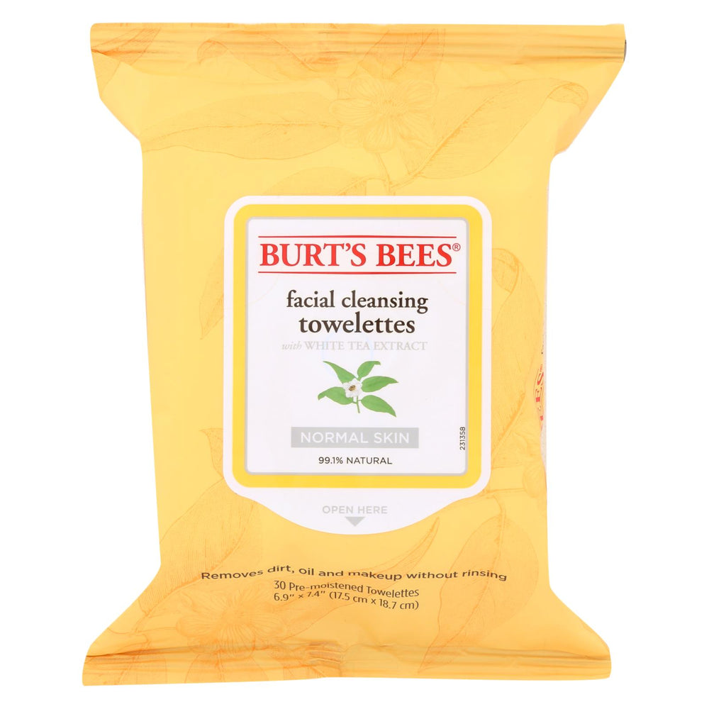 Burts Bees Face Towelette - White Tea - Case Of 3 - 30 Count