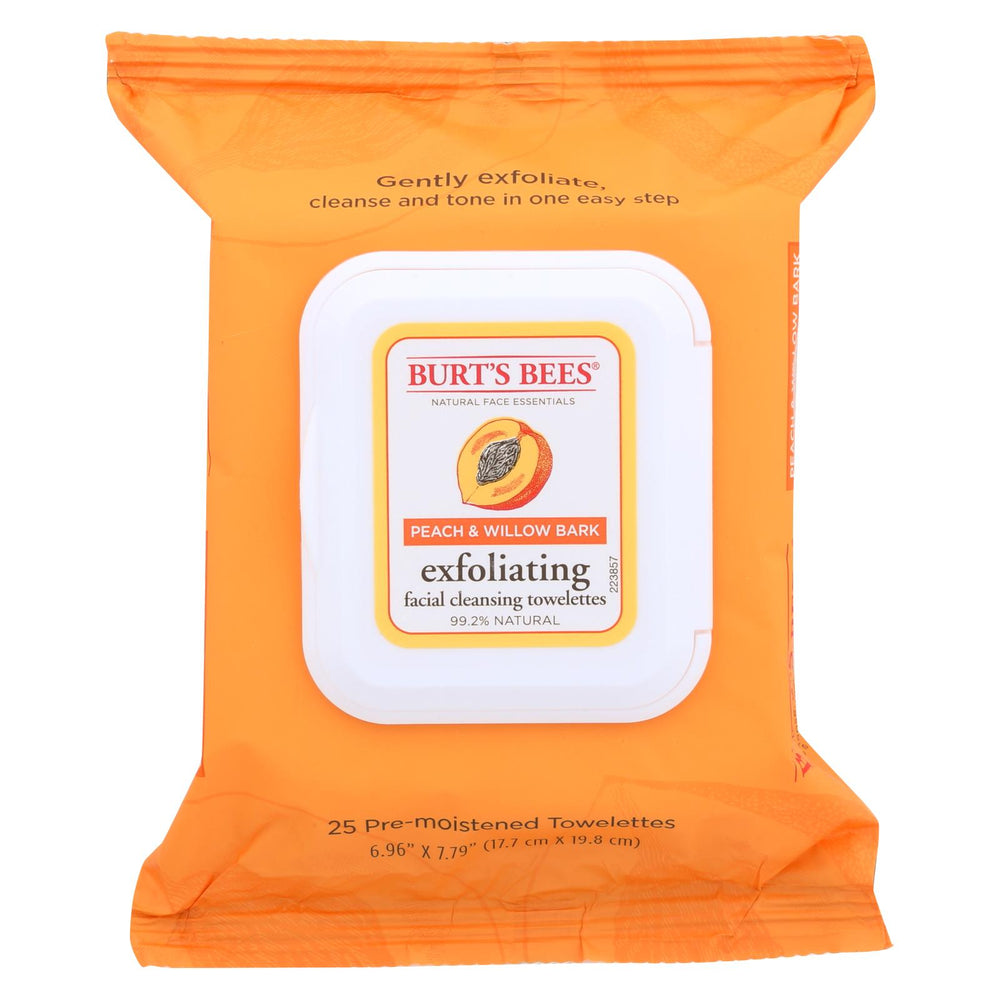 Burts Bees Face Towelette - Peach And Willowbark - Case Of 4 - 1 Ea