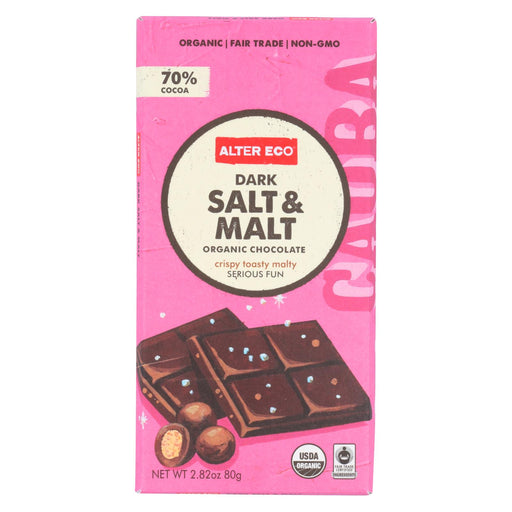 Alter Eco Americas Organic Chocolate Bar - Dark Salt & Malt - Case Of 12 - 2.82 Oz