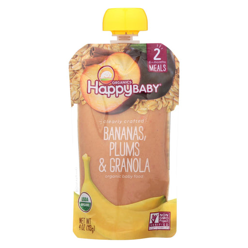 Happy Baby Organic Baby Food - Banana - Plum - Granola - Case Of 16 - 4 Oz