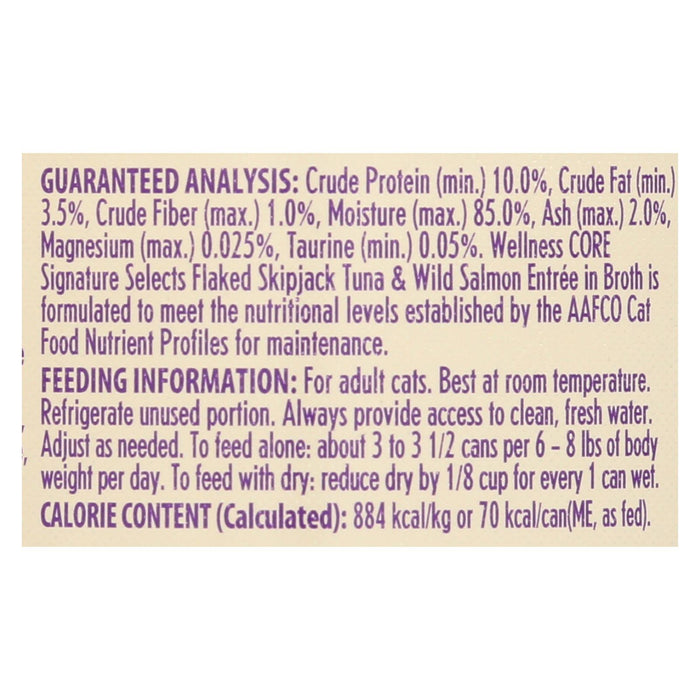 Wellness Pet Products - Signature Selects Cat Food - Skipjack Tuna And Wild Salmon Entree In Broth - Case Of 12 - 2.8 Oz.