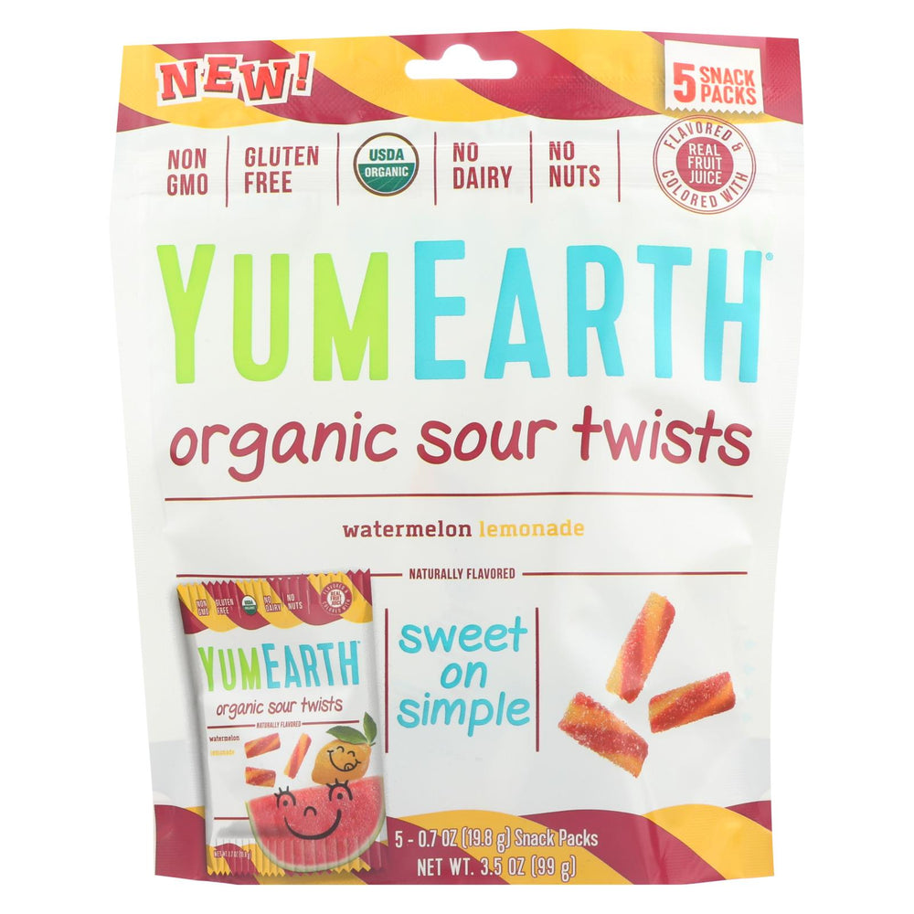 Yumearth Organics Organic Sour Twist - Watermelon Lemonade - Case Of 12 - 3.5 Oz
