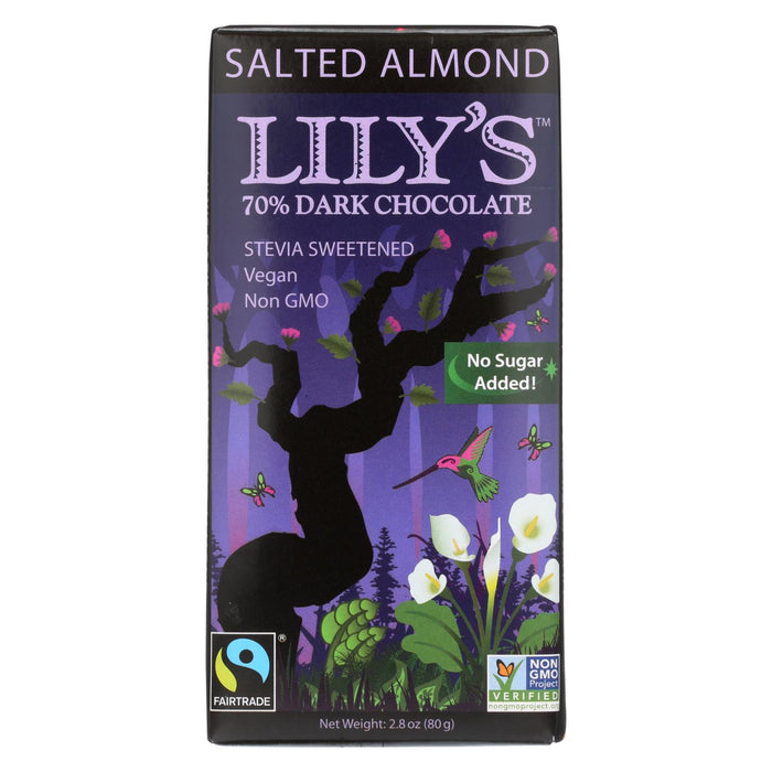 Lily's Sweets Chocolate Bar - Salted Almond - Case Of 12 - 2.80 Oz.