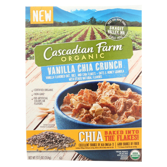 Cascadian Farm Organic Cereal - Vanilla Chia Crunch - Case Of 10 - 12.5 Oz