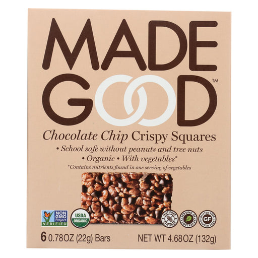 Made Good Crispy Squares - Chocolate Chip - Case Of 6 - 4.68 Oz.