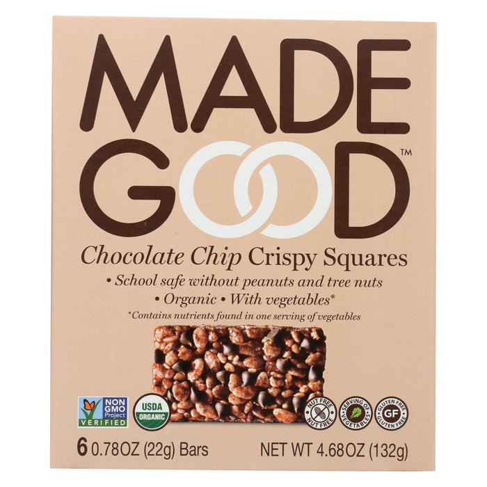 Made Good Crispy Squares - Chocolate Chip - Case Of 6 - 4.68 Oz.