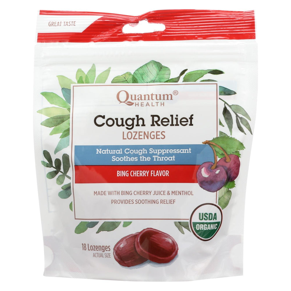 Quantum Research Organic Cough Relief Lozenges - Bing Cherry - 18 Count