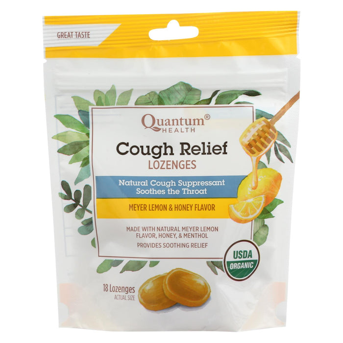 Quantum Research Organic Cough Relief Lozenges - Meyer Lemon & Honey - 18 Count