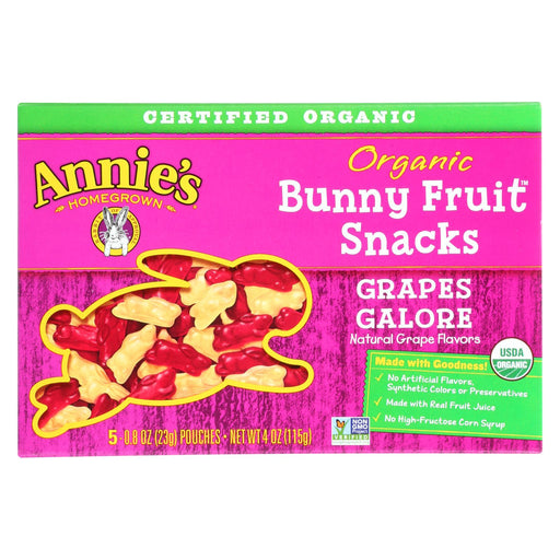 Annie's Homegrown Fruit Snack Grapes Galore - Case Of 10 - 4 Oz