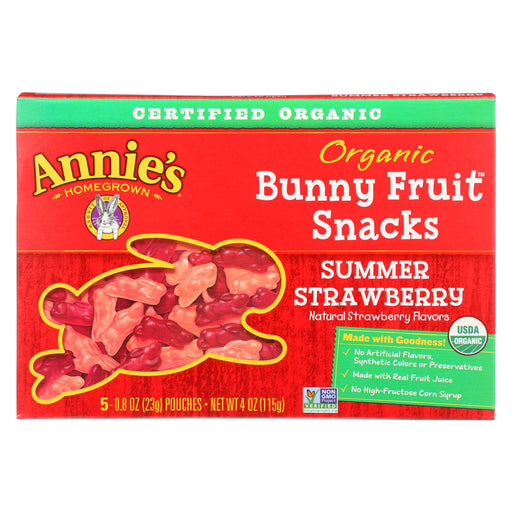 Annie's Homegrown Fruit Snack Summer Strawberry - Case Of 10 - 4 Oz