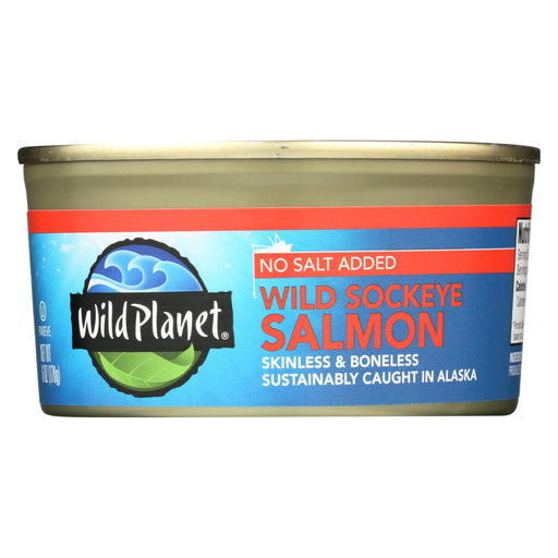 Wild Planet Wild Sockeye Salmon - No Salt Added - Case Of 12 - 6 Oz