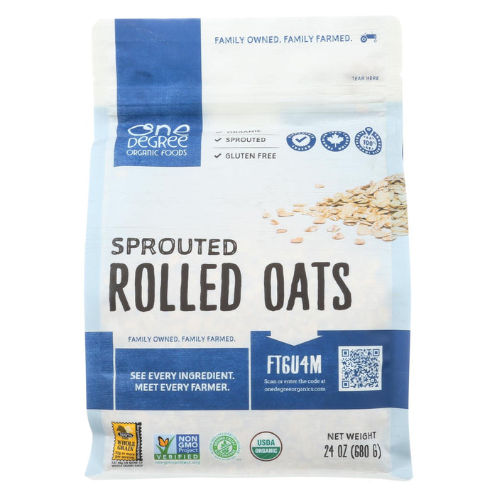 One Degree Organic Foods Organic Rolled Oats - Sprouted - Case Of 4 - 24 Oz