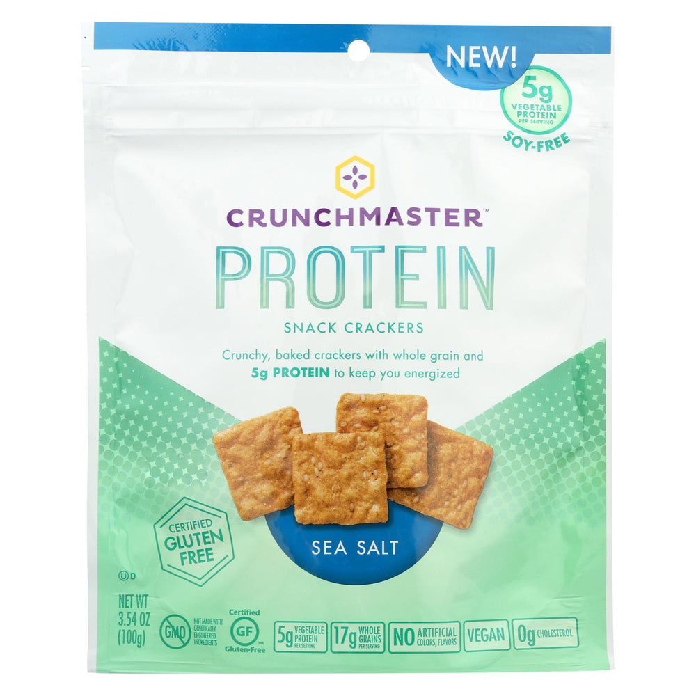 Crunchmaster Protein Crackers - Sea Salt - Case Of 12 - 3.54 Oz