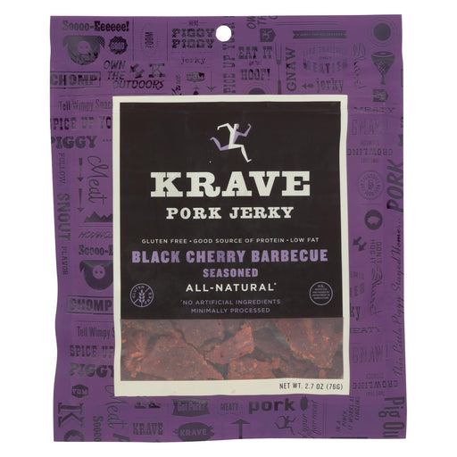 Krave Pork Jerky - Black Cherry Barbeque - Case Of 8 - 2.7 Oz.