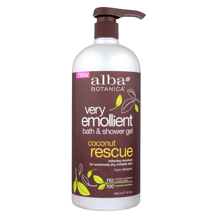 Alba Botanica Very Emollient Bath & Shower Gel - Coconut Rescue - 32 Fl Oz