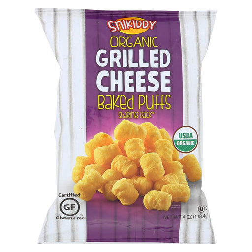 Snikiddy Snacks Organic Baked Puffs - Grilled Cheese - Case Of 12 - 4 Oz