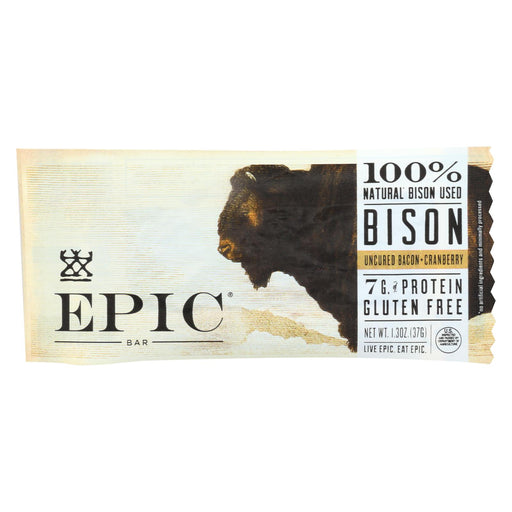 Epic Bar - Bison - Uncured Bacon - Cranberry - Case Of 12 - 1.3 Oz