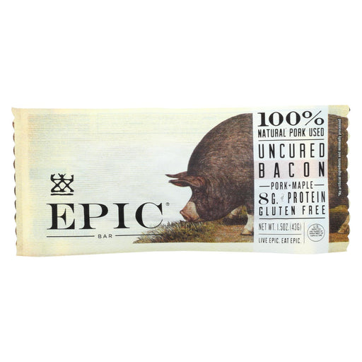 Epic Bar - Pork - Maple - Uncured Bacon - Case Of 12 - 1.5 Oz