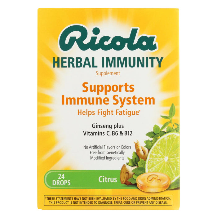 Ricola Immunity - Citrus - Lozenges - Case Of 24 - 24 Count