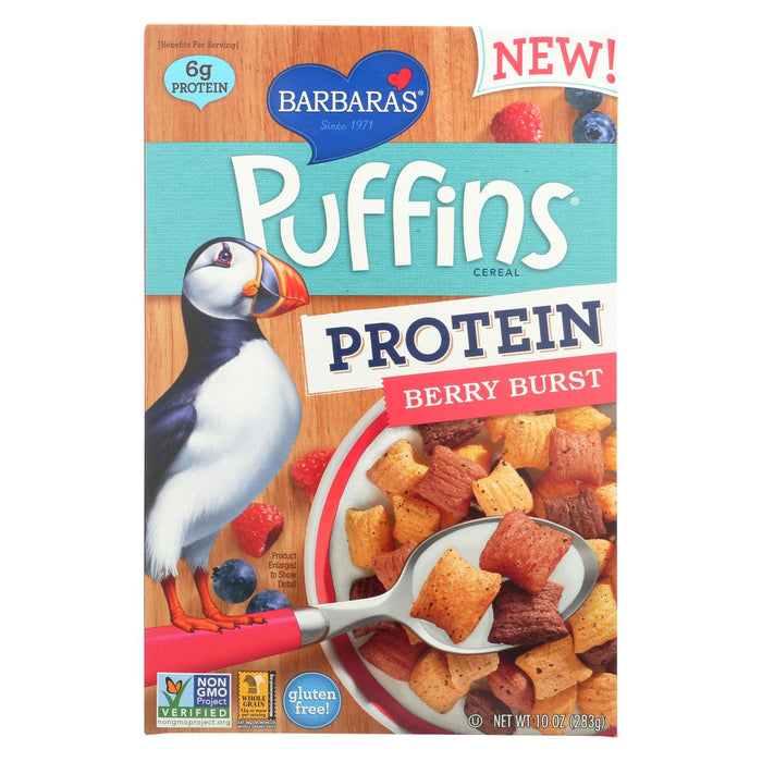 Barbara's Bakery Puffins Cereal - Berry Burst - Case Of 12 - 10 Oz