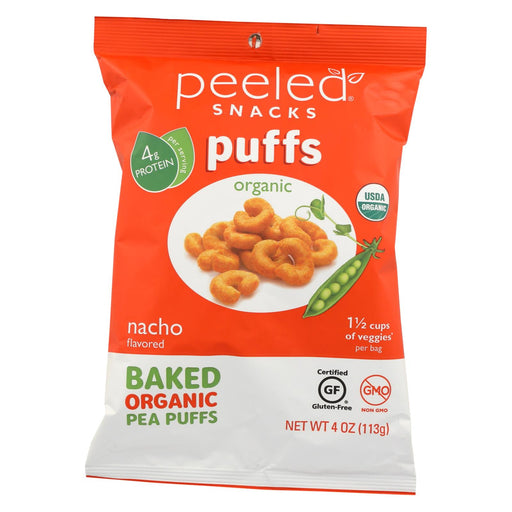 Peeled Organic Bake Pea Puffs - Nacho - Case Of 12 - 4 Oz