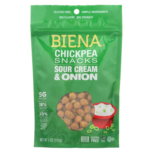 Biena Chickpea Snacks - Sour Cream & Onion - Case Of 8 - 5 Oz.